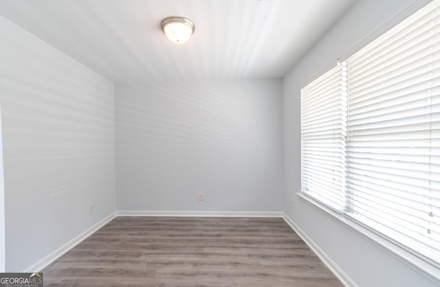 spare room with wood-type flooring