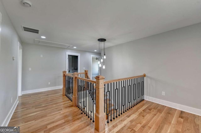 hall featuring light wood-type flooring