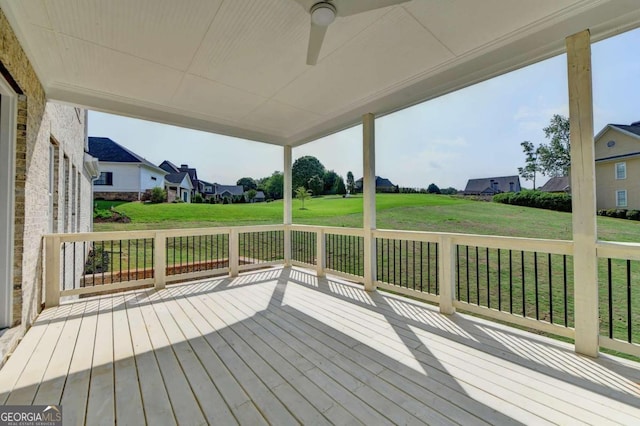 deck featuring a yard