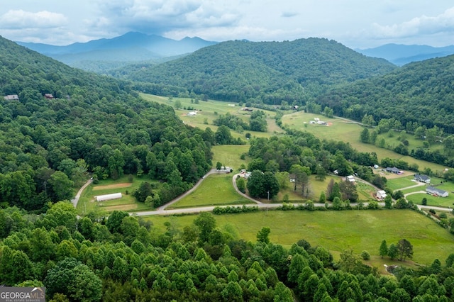 aerial view featuring a mountain view