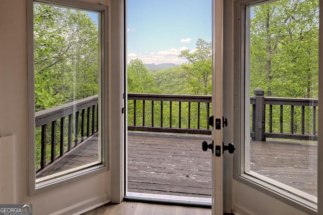 doorway to outside featuring light hardwood / wood-style flooring