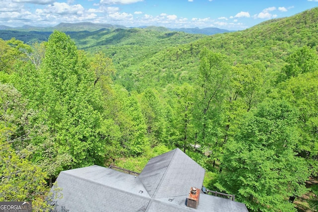 aerial view with a mountain view