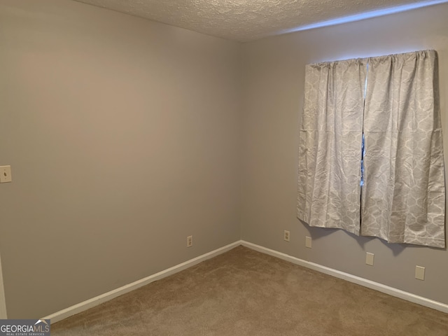 unfurnished room featuring carpet floors and a textured ceiling