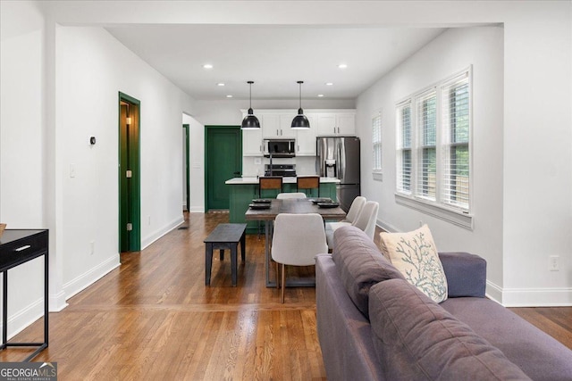 living room featuring light wood-type flooring