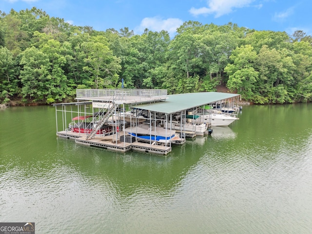 view of dock featuring a water view