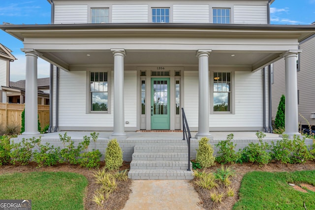 view of front of home featuring covered porch