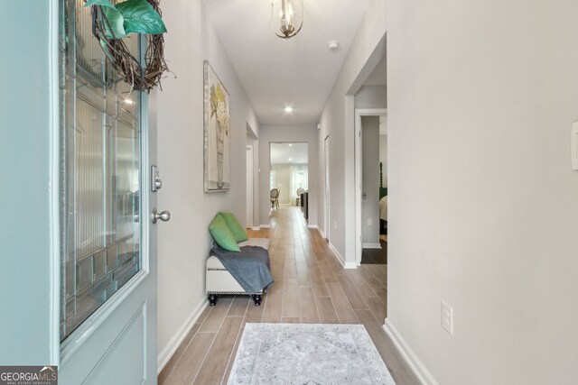 hall featuring light wood-type flooring