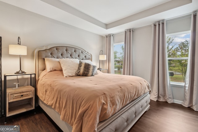 bedroom featuring dark wood-type flooring