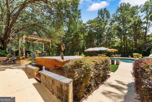 exterior space featuring a pergola