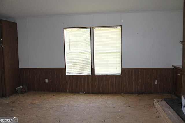 empty room with a wealth of natural light and a textured ceiling