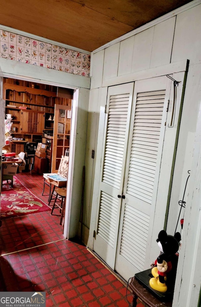 interior space with wooden ceiling