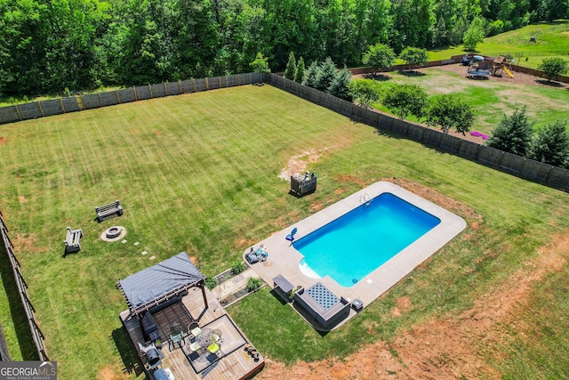 view of pool with a wooden deck