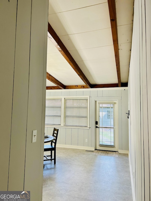 interior space with beam ceiling