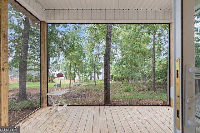 view of unfurnished sunroom