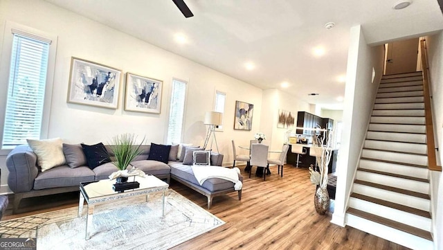 living room featuring light hardwood / wood-style flooring