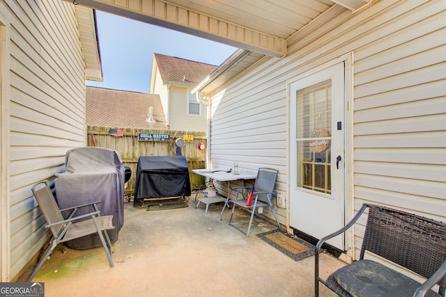 view of patio with a grill