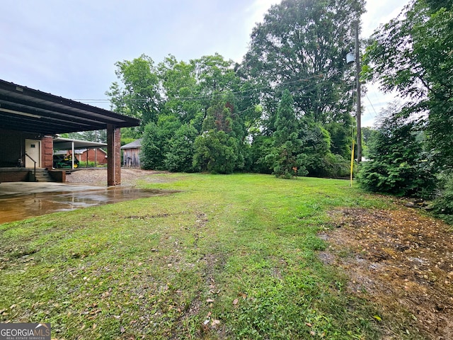 view of yard featuring a carport