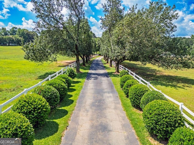 view of street with a rural view