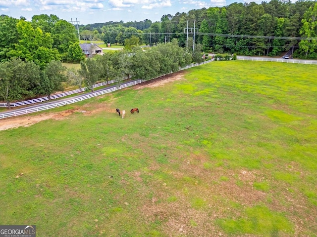 view of yard with a rural view