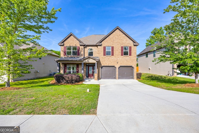 view of front of home featuring a garage and a front yard