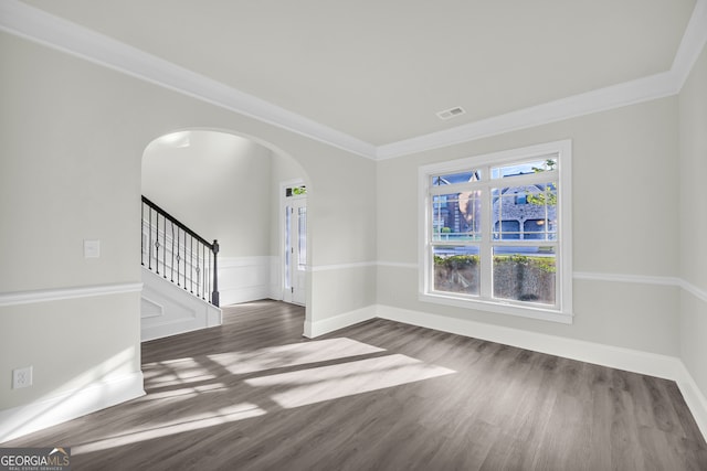 1216 Trophy Club Ave, Dacula, GA 30019 - empty room with ornamental molding and dark wood-type flooring