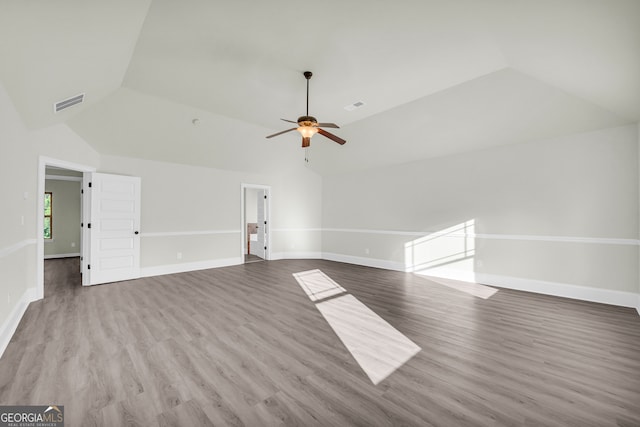 1216 Trophy Club Ave, Dacula, GA 30019 - interior space featuring ceiling fan, hardwood / wood-style flooring, and lofted ceiling
