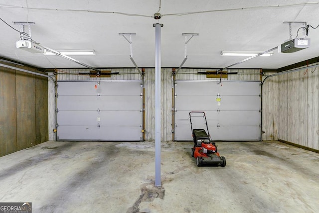 garage with a garage door opener