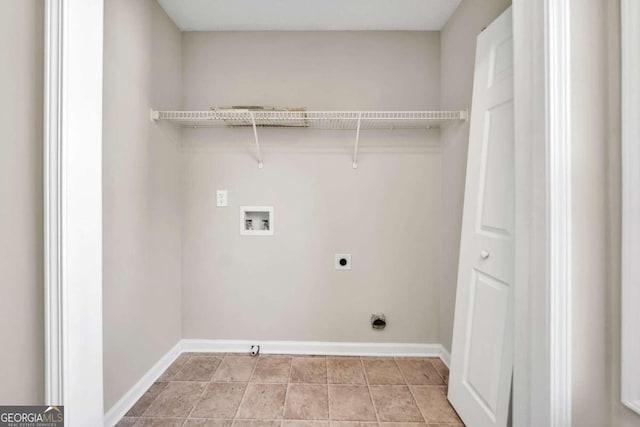 clothes washing area featuring electric dryer hookup and hookup for a washing machine