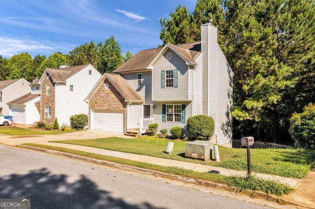 front of property featuring a front lawn