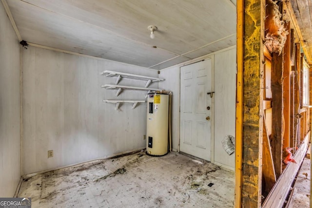 basement featuring water heater