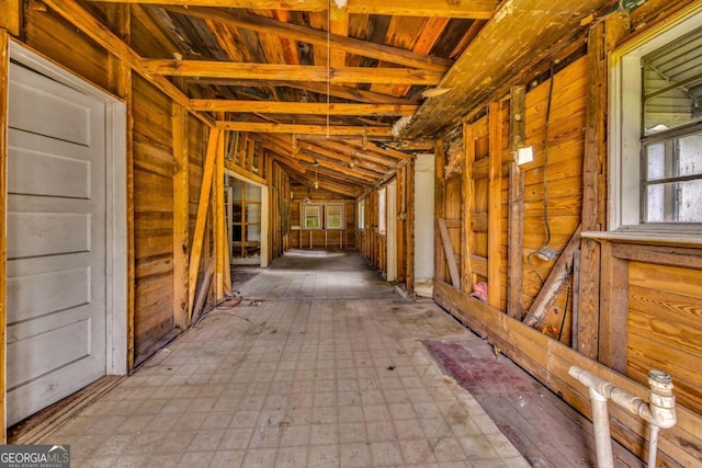 miscellaneous room featuring a healthy amount of sunlight and vaulted ceiling