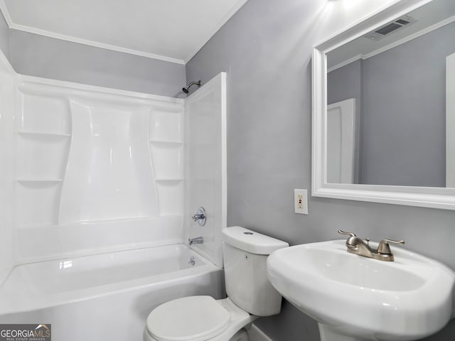 full bathroom featuring  shower combination, toilet, and sink