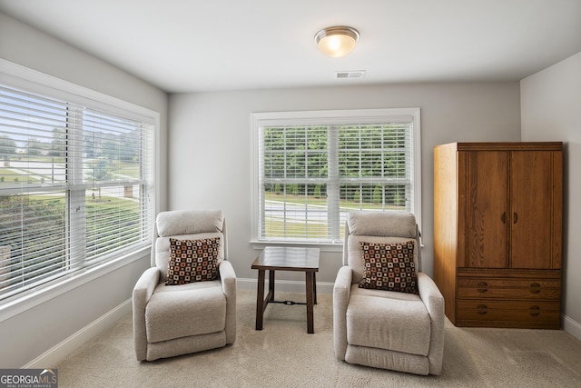 sitting room featuring carpet floors