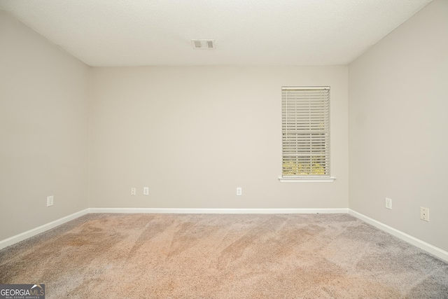 empty room with carpet flooring and a textured ceiling