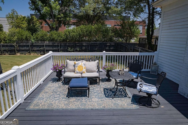 deck featuring an outdoor living space