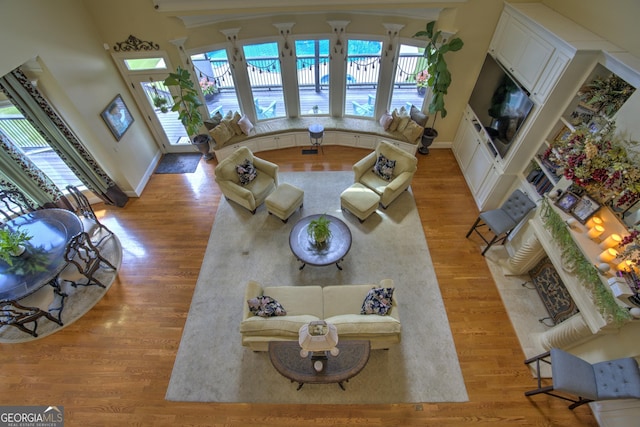 living room featuring light hardwood / wood-style floors