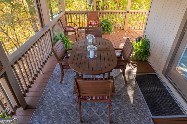 wooden balcony with a deck