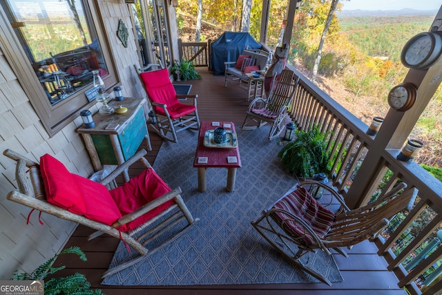 view of patio with an outdoor living space and area for grilling