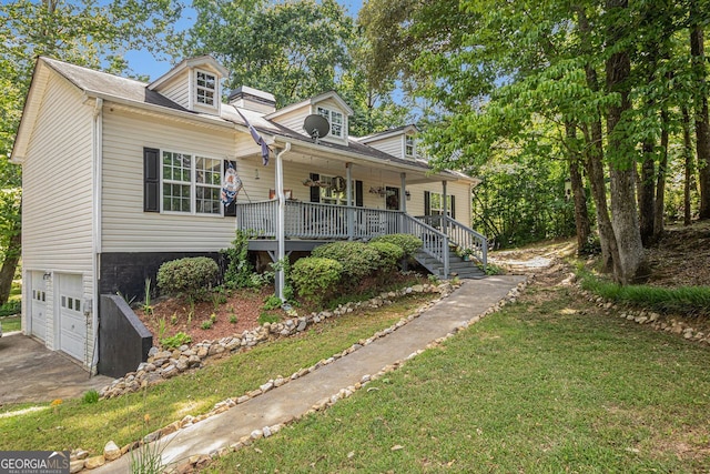104 Streambank Ct, Temple, GA 30179 - view of front of property featuring a porch, an attached garage, a front lawn, and asphalt driveway