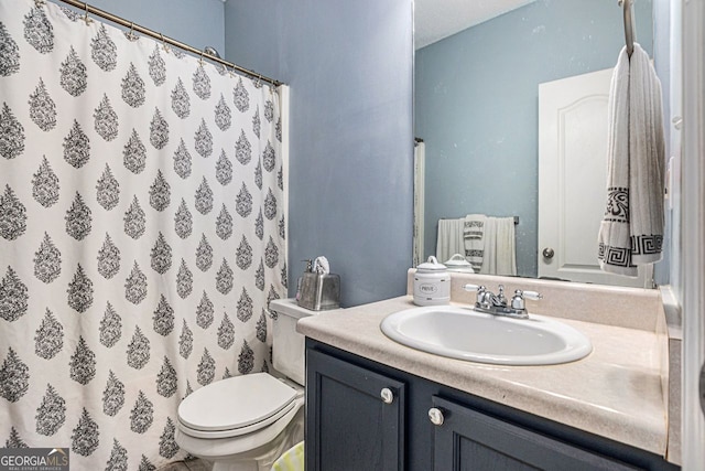 104 Streambank Ct, Temple, GA 30179 - full bath featuring vanity, toilet, and a shower with shower curtain