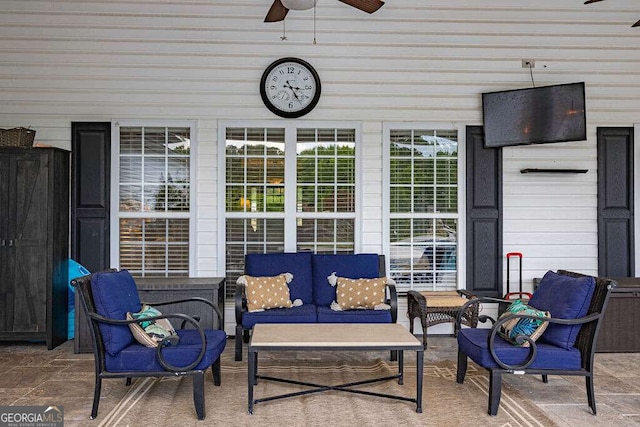 1985 Roscoe Rd, Newnan, GA 30263 - view of patio with outdoor lounge area and a ceiling fan