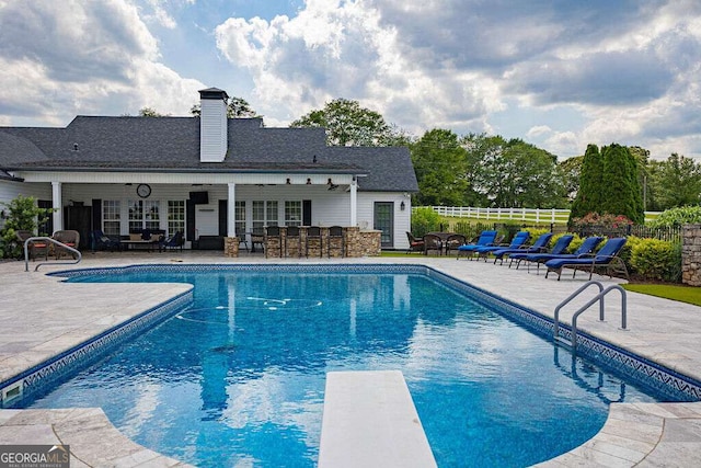 1985 Roscoe Rd, Newnan, GA 30263 - view of pool featuring a fenced in pool, french doors, a patio, outdoor dry bar, and fence