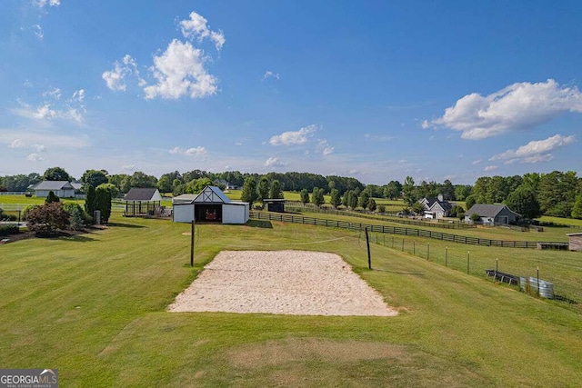 1985 Roscoe Rd, Newnan, GA 30263 - view of community featuring a rural view, a lawn, an outdoor structure, and fence