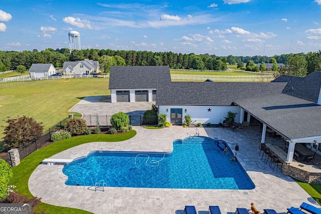 1985 Roscoe Rd, Newnan, GA 30263 - view of swimming pool featuring a patio area, fence, a fenced in pool, and a yard