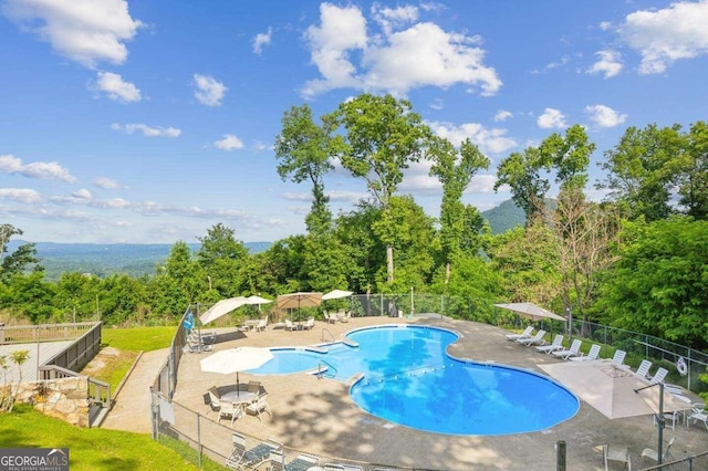 view of pool featuring a patio