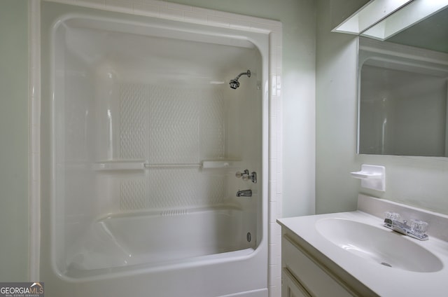 bathroom with vanity, shower / bathing tub combination, and a skylight