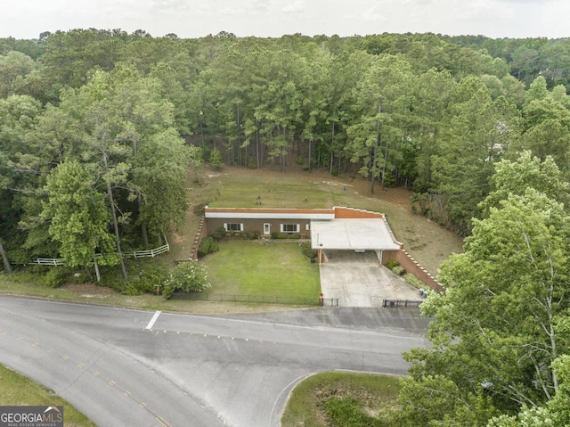 101 Huntington Dr, Dublin, GA 31021 - birds eye view of property with a wooded view