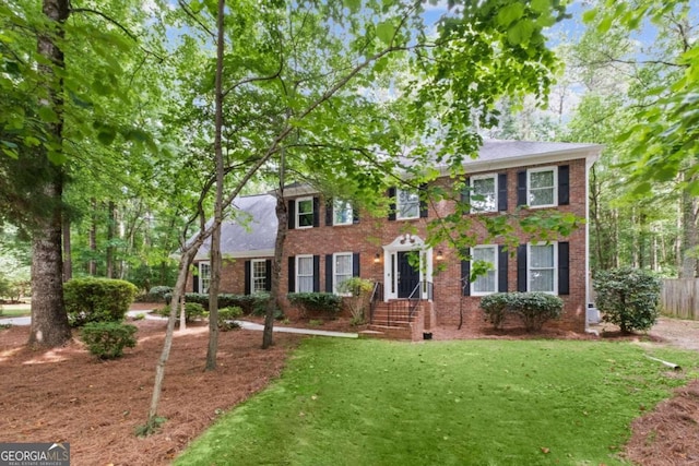 colonial house with a front lawn