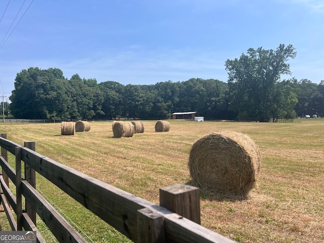 view of yard with a rural view