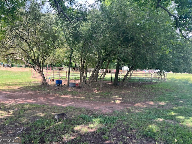 view of yard with a rural view